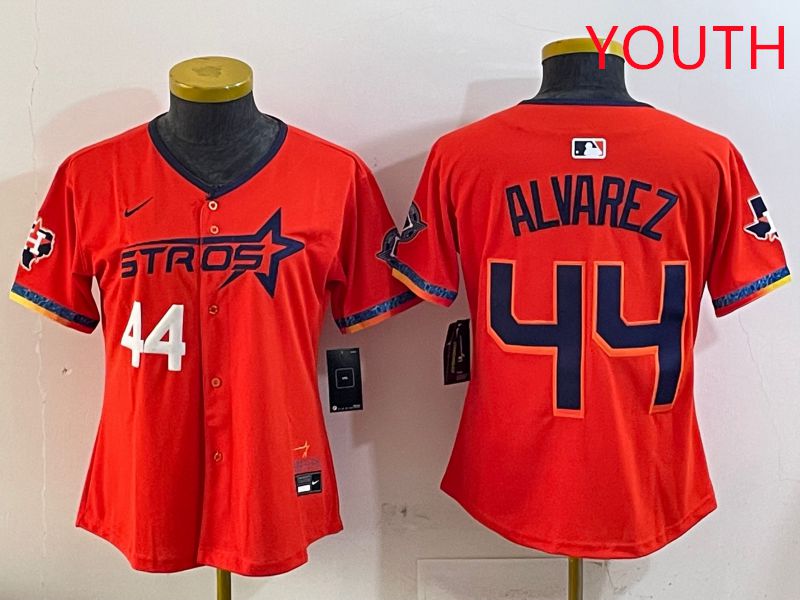 Youth Houston Astros #44 Alvarez Orange Fourth generation Joint Name Nike 2025 MLB Jersey style 3->youth mlb jersey->Youth Jersey
